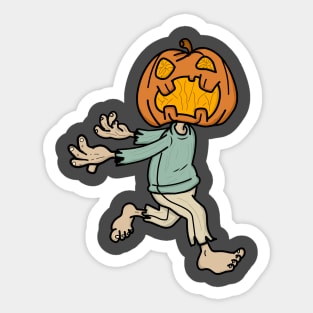 Pumpkin-headed zombie design Sticker